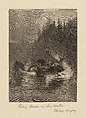 Killing Moose in the Water, Elbridge Kingsley American, Wood engraving