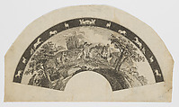 Fan leaf depicting a hunt scene, Anonymous, British, 19th century British, Engraving and etching