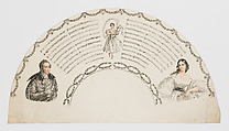 Fan leaf with music and a male and female half figure, F. X. Willaeys-Delaire French, Etching, engraving, and stipple engraving printed in black and red ink
