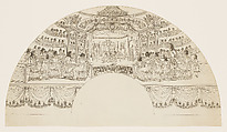 Fan leaf showing the interior of an opera house, F. X. Willaeys-Delaire French, Etching and stipple engraving