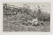 La Poule et ses Poussins, Charles-François Daubigny  French, Etching on chine collé; fourth state of four