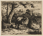 The Standing Sheep with Two Lambkins, Jan van der Meer the Younger Dutch, Etching; second state of two (Hollstein)