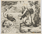 Jonah and the Whale, Luca Ciamberlano  Italian, Engraving