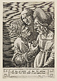 A Rich Old Woman with a Suitor and a Match Maker, Hieronymus Cock Netherlandish, Engraving