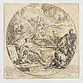 An allegorical composition relating to mortality(?), the three Fates surround a dying man (the artist's brother), Francisco Vieira 'Lusitano'  Portuguese, Etching