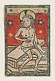 Seated Man of Sorrows (Schr. 910), Anonymous, German, 15th century, Woodcut, hand-colored