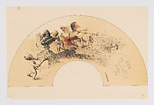 Fan leaf for the Fête Callot, François Thévenot  French, Lithograph printed in black, red, and white