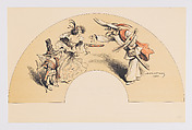 Woman and Cupid Receiving Money from a Painter, Lucien Métivet, Lithograph printed in black, red, and white
