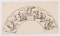 Design for a fan depicting allegory of passage of time, Anonymous, Austrian, 18th century Austrian, Etching