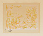 Goat in a Landscape, Aristide Maillol French, Woodcut printed in ochre ink