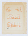 Vignettes of sheep, Aristide Maillol French, Woodcut printed in red ink