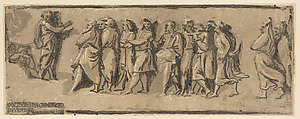 Joshua addressing the people at Schechem, Niccolò Vicentino  Italian, Chiaroscuro woodcut from three blocks in gray