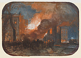 The Burning of the Mansion House, Queen Square, Bristol, William James Müller  British, Watercolor with gouache (bodycolor) and reductive techniques