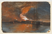 The Burning of the New Gaol, Bristol, William James Müller  British, Watercolor with gouache (bodycolor) and reductive techniques