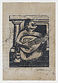 Mandolin Player, Rufino Tamayo  Mexican, Woodcut (working proof)