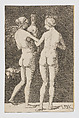 Two nude women, Ludwig Krug German, Engraving