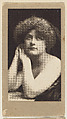 Portrait of a woman looking upwards with her cheek resting on her hands, from the "Girls" series (T66), issued with Hunter Dog Cigarros by S. Monday & Sons, S. Monday & Sons, Brooklyn, New York  American, Commercial photolithograph