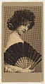 Portrait of a woman holding a fan, from the "Girls" series (T66), issued with Hunter Dog Cigarros by S. Monday & Sons, S. Monday & Sons, Brooklyn, New York  American, Commercial photolithograph