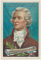 Alexander Hamilton, the Brilliant Statesman-Financier, from the "Heroes of History" series (T68), issued with Miners Extra Smoking Tobacco, Natural Leaf Scrap, and Royal Bengals Little Cigars, Royal Bengals Little Cigars American, Commercial color lithograph