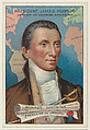 President James Monroe, Author of Monroe Doctrine, from the "Heroes of History" series (T68), issued with Miners Extra Smoking Tobacco, Natural Leaf Scrap, and Royal Bengals Little Cigars, Royal Bengals Little Cigars  American, Commercial color lithograph