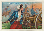 Molly Pitcher at the Battle of Monmouth, from the "Heroes of History" series (T68), issued with Miners Extra Smoking Tobacco, Natural Leaf Scrap, and Royal Bengals Little Cigars, Royal Bengals Little Cigars  American, Commercial color lithograph