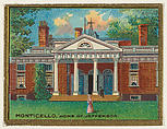 Monticello, Home of Jefferson, from the "Historic Homes" series (T69), issued with Helmar Cigarettes by S. Anargyros Tobacco Company, S. Anargyros Tobacco Company  American, Commercial color lithograph
