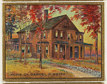 Home of Samuel F. Smith, from the "Historic Homes" series (T69), issued with Helmar Cigarettes by S. Anargyros Tobacco Company, S. Anargyros Tobacco Company  American, Commercial color lithograph