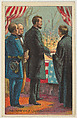 Inauguration of Lincoln, from the "Historical Events" series (T70), issued with Hoffman House Magnums Cigars, Flexo Giants Little Cigars, Buffo Little Cigars, and Just Suits Cut Plug, Abraham Lincoln  American, Commercial color lithograph