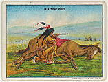In a Tight Place, from the "Indian Life in the 60's" series (T73), issued with Hassan Cork Tip Cigarettes by the American Tobacco Company, American Tobacco Company, Commercial color lithograph