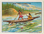Salmon Fishing on Columbia River, from the "Indian Life in the 60's" series (T73), issued with Hassan Cork Tip Cigarettes by the American Tobacco Company, American Tobacco Company, Commercial color lithograph