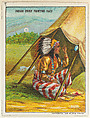 Indian Chief Painting Face, from the "Indian Life in the 60's" series (T73), issued with Hassan Cork Tip Cigarettes by the American Tobacco Company, American Tobacco Company, Commercial color lithograph