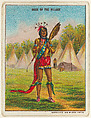 Dude of the Village, from the "Indian Life in the 60's" series (T73), issued with Hassan Cork Tip Cigarettes by the American Tobacco Company, American Tobacco Company, Commercial color lithograph