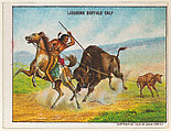 Lassoing Buffalo Calf, from the "Indian Life in the 60's" series (T73), issued with Hassan Cork Tip Cigarettes by the American Tobacco Company, American Tobacco Company, Commercial color lithograph