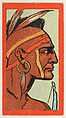 Massasoit, from the "Indian Series" (T74), issued with Burley Cubs Cigars and Sweetbriar Cigarettes by the Booker Tobacco Company, Booker Tobacco Company, Lynchburg, Virginia American, Commercial color lithograph