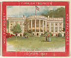 The White House, Washington D.C., from the Jigsaw Puzzle Pictures series (T76) issued by Turkish Trophies Cigarettes, Turkish Trophies Cigarettes American, Commercial color lithograph