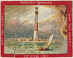 A Lighthouse, from the Jigsaw Puzzle Pictures series (T76) issued by Turkish Trophies Cigarettes, Turkish Trophies Cigarettes American, Commercial color lithograph