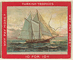 A Sailboat, from the Jigsaw Puzzle Pictures series (T76) issued by Turkish Trophies Cigarettes, Turkish Trophies Cigarettes  American, Commercial color lithograph