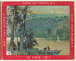 A Sailboat in the Distance, and a Boat and Trees in the Foreground, from the Jigsaw Puzzle Pictures series (T76) issued by Turkish Trophies Cigarettes, Turkish Trophies Cigarettes American, Commercial color lithograph