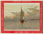 A Sailboat with Two Seagulls, from the Jigsaw Puzzle Pictures series (T76) issued by Turkish Trophies Cigarettes, Turkish Trophies Cigarettes  American, Commercial color lithograph