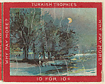 Figures and a Row Boat in a Moonlit Landscape, from the Jigsaw Puzzle Pictures series (T76) issued by Turkish Trophies Cigarettes, Turkish Trophies Cigarettes  American, Commercial color lithograph