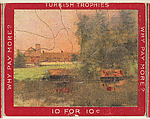 A Field with a House in the Distance, from the Jigsaw Puzzle Pictures series (T76) issued by Turkish Trophies Cigarettes, Turkish Trophies Cigarettes American, Commercial color lithograph