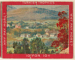 A Village Nestled in a Hilly Landscape, from the Jigsaw Puzzle Pictures series (T76) issued by Turkish Trophies Cigarettes, Turkish Trophies Cigarettes American, Commercial color lithograph