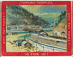 A Train Traveling through a Landscape, from the Jigsaw Puzzle Pictures series (T76) issued by Turkish Trophies Cigarettes, Turkish Trophies Cigarettes American, Commercial color lithograph