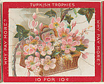 Pink Flowers in a Basket, from the Jigsaw Puzzle Pictures series (T76) issued by Turkish Trophies Cigarettes, Turkish Trophies Cigarettes  American, Commercial color lithograph
