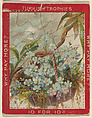 A Basket of Blue Flowers, from the Jigsaw Puzzle Pictures series (T76) issued by Turkish Trophies Cigarettes, Turkish Trophies Cigarettes American, Commercial color lithograph