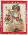 A Young Girl in a White Dress Holding a Sealed Letter and Flowers in a Blanket, from the Jigsaw Puzzle Pictures series (T76) issued by Turkish Trophies Cigarettes, Turkish Trophies Cigarettes  American, Commercial color lithograph