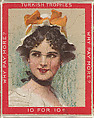 A Woman with Black Hair Wearing a Yellow and White Hat and Wearing a Black Choker, from the Jigsaw Puzzle Pictures series (T76) issued by Turkish Trophies Cigarettes, Turkish Trophies Cigarettes  American, Commercial color lithograph