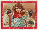 A Young Girl Reading to Two Dogs, from the Jigsaw Puzzle Pictures series (T76) issued by Turkish Trophies Cigarettes, Turkish Trophies Cigarettes  American, Commercial color lithograph