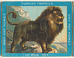 Lion, from the Jigsaw Puzzle Pictures series (T76) issued by Turkish Trophies Cigarettes, Turkish Trophies Cigarettes American, Commercial color lithograph