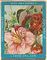 Peonies, from the Jigsaw Puzzle Pictures series (T76) issued by Turkish Trophies Cigarettes, Turkish Trophies Cigarettes American, Commercial color lithograph